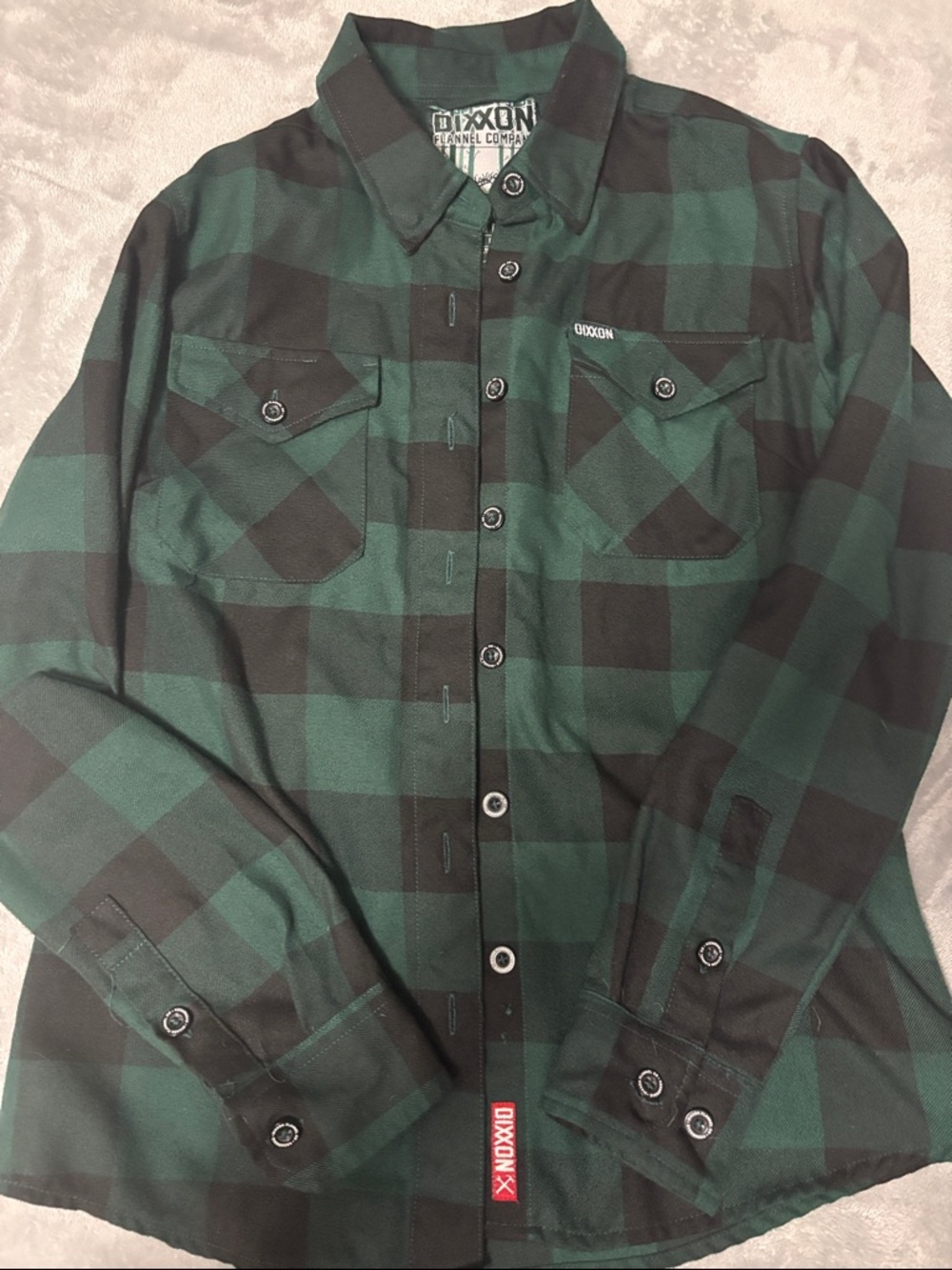 DIXXON Black and Green Buffalo Plaid Flannel Shirt